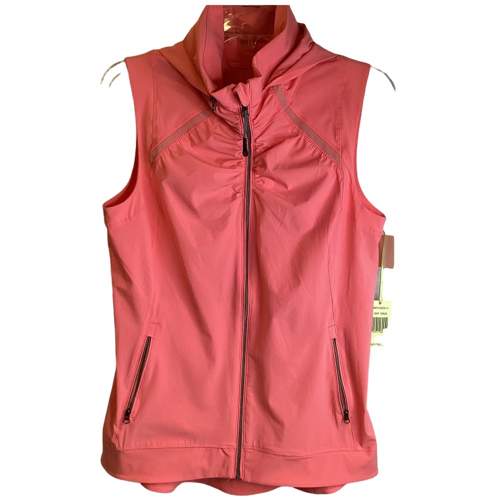 Tangerine Sleeveless Zip Up Hooded Jacket New with Tags Size Medium Light Coral